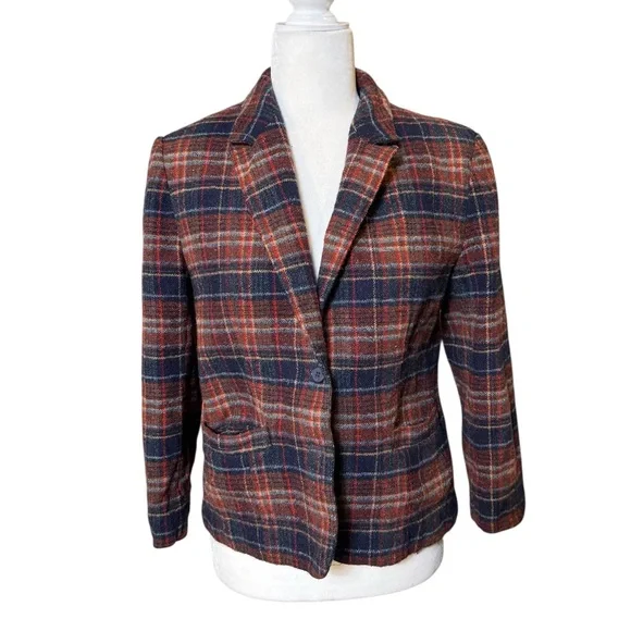 Vintage 70’s Pendleton Plaid Virgin Wool Blazer Size 12 - Picture 2 of 6